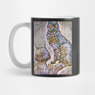 A Cat and An Owl Mosaic Mash-Up Mug